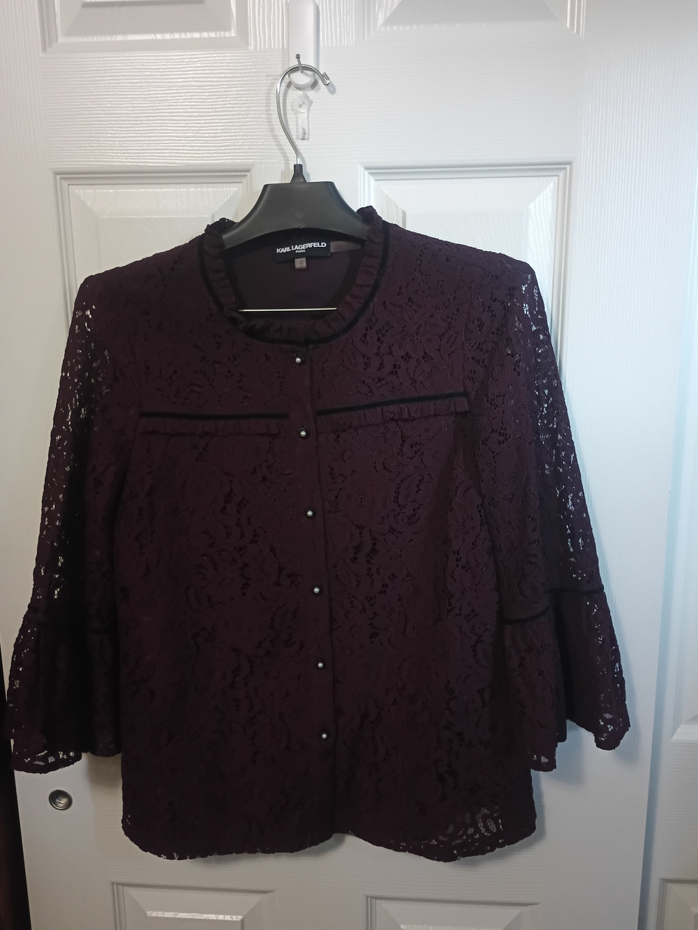 Karl Lagerfeld Victorian Goth Button Up Women's Blouse